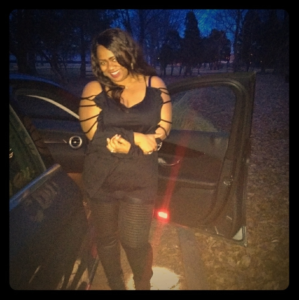 Black Shirt with cut out sleeve detail